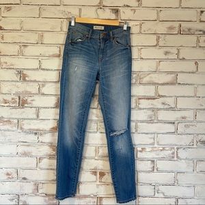 Madewell 9 inch high riser skinny jeans distressed